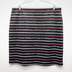 Roz & Ali Womens Striped Pull On Skirt 2X Stretch Party Evening Dark Feminine